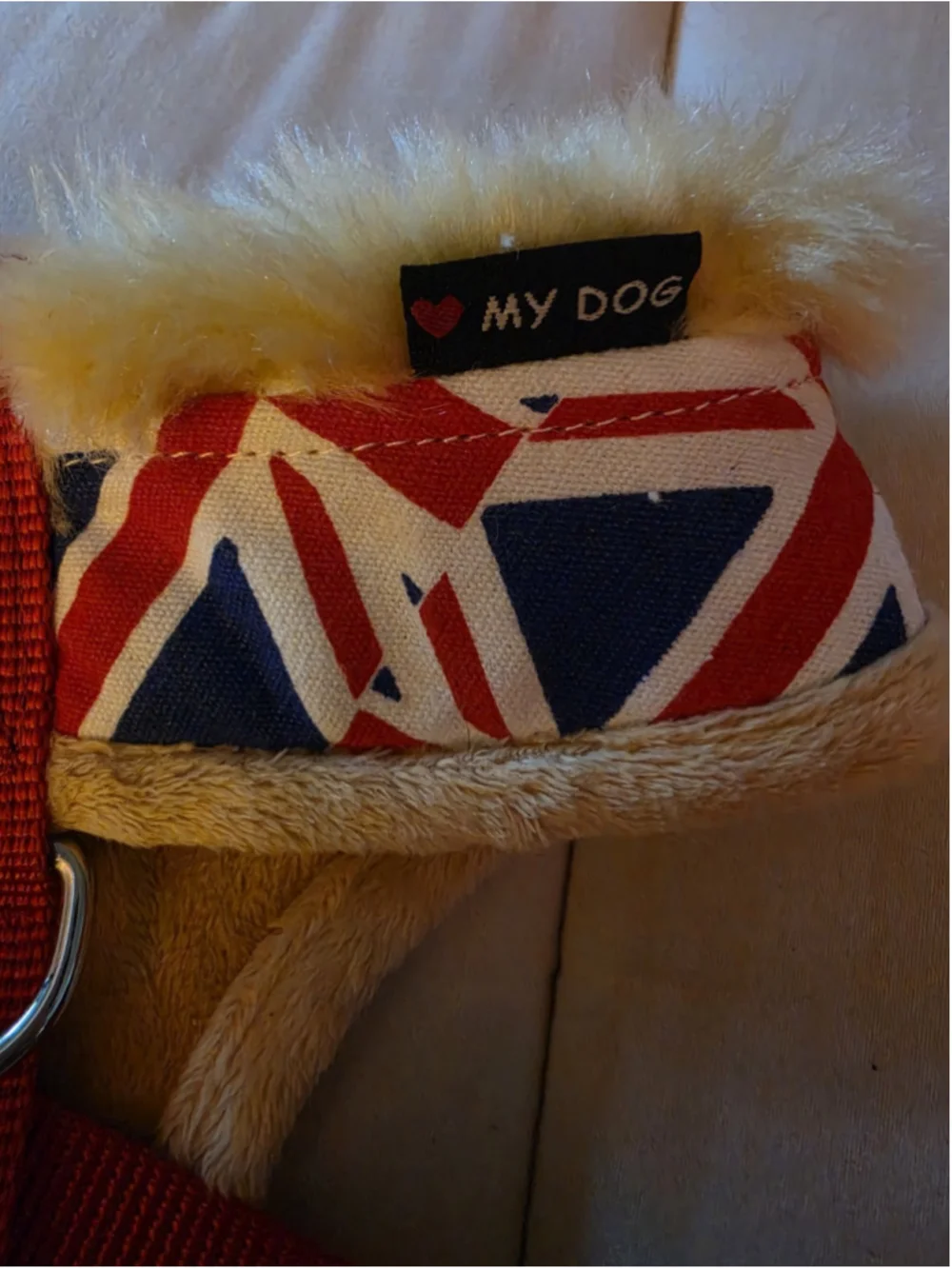 Union Jack Patriotic Dog Harness ❤️ My Dog Over-the-Head Vest Faux Fur Medium